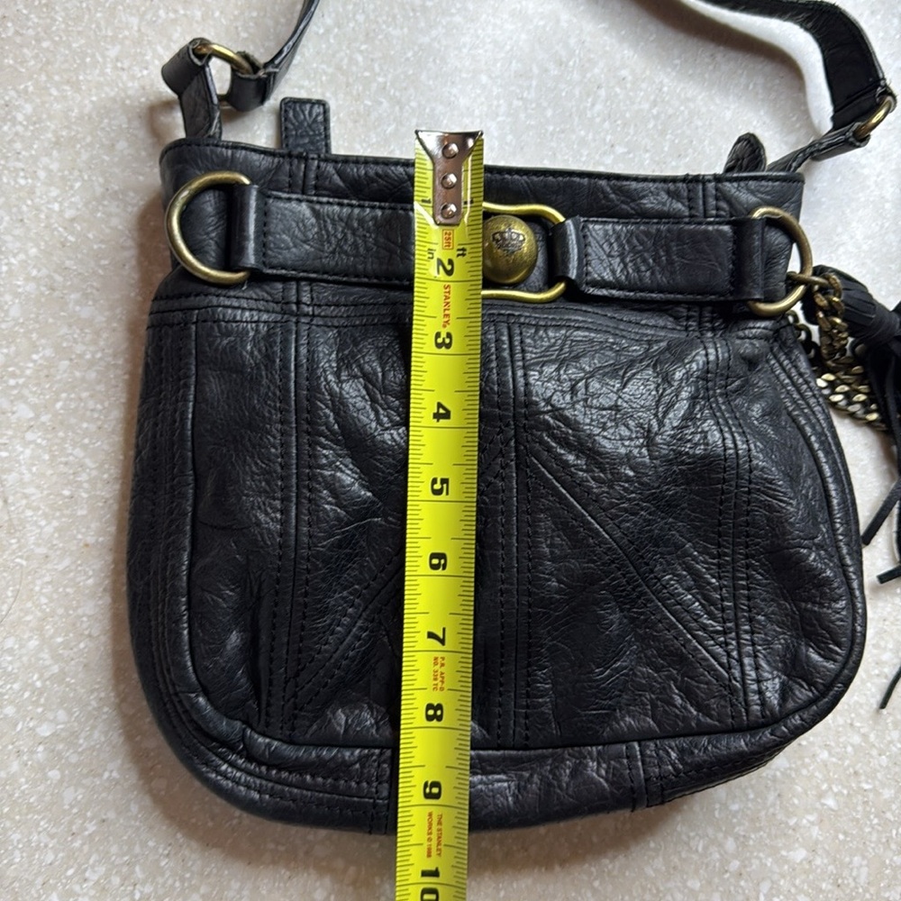 Juicy Couture 2000’s Black Leather & Chain Tassel  Purse - Picture 10 of 12